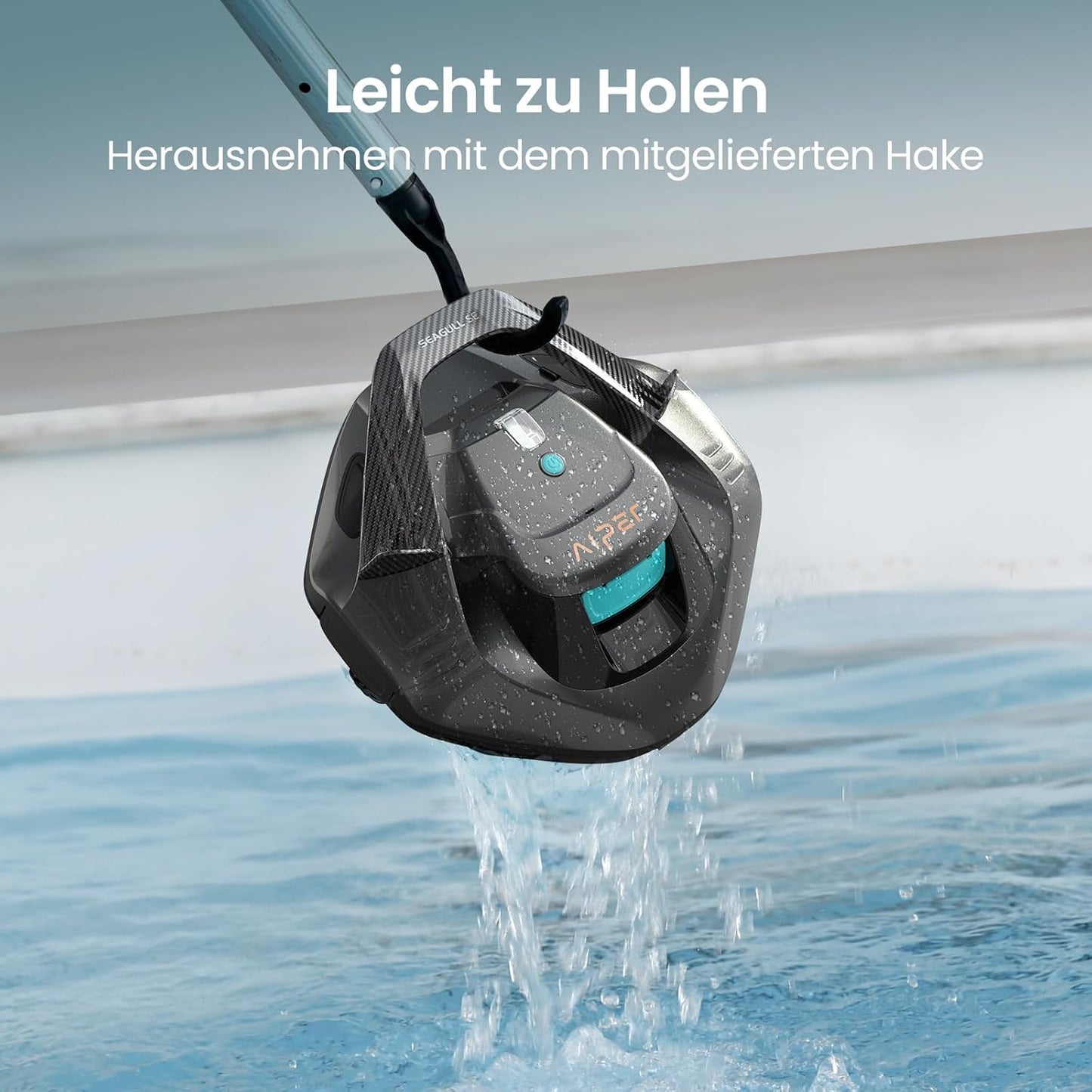 Aiper Poolroboter Kabellos Akku 90 Min Dual-Antrieb LED-Anzeige Auto-Park Flachboden Pool 80m²