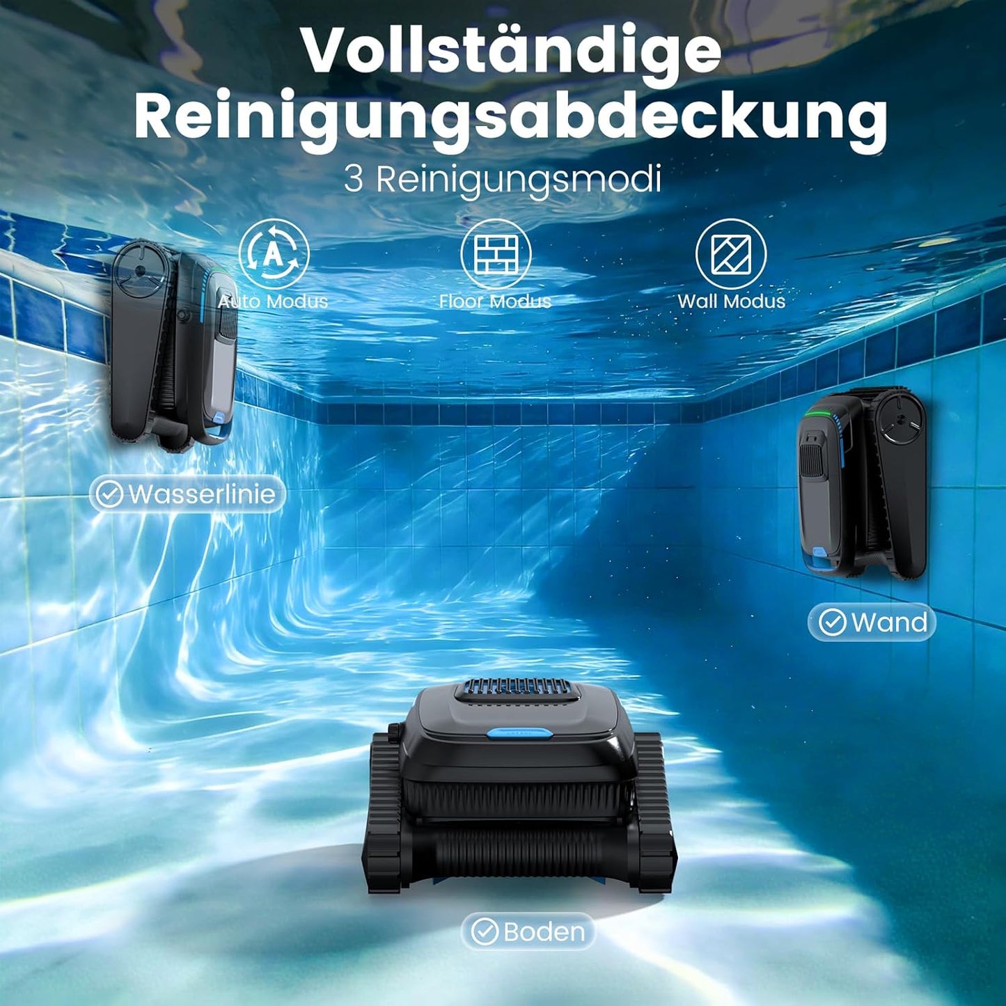PC10 Poolroboter Akku Boden Wand Wasserlinie 18927 LPH Navigation 170m² 2026