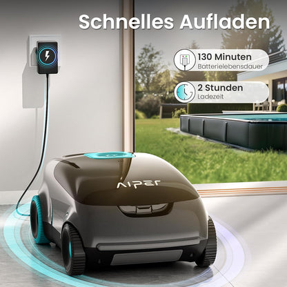 Aiper Poolroboter Kabellos 130 Min Partikelfiltration Auto-Park Oberirdische Pools 100m²