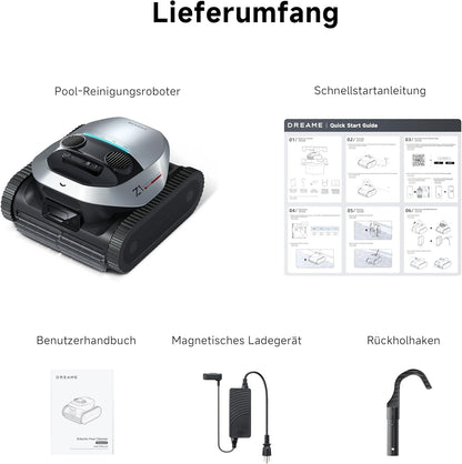 Dreame Z1 Poolroboter Boden Wand 30000 LPH 240 Min Hightech-Poolerkennung Pfadplanung 180m²
