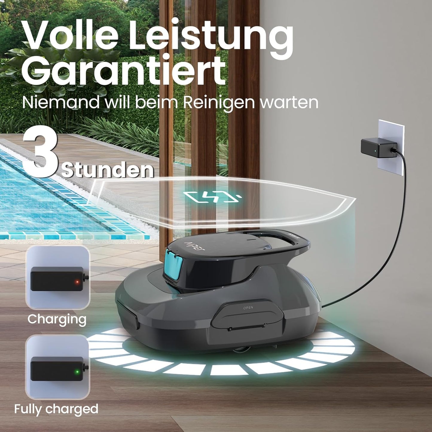 Aiper Scuba SE Poolroboter Akku Kabellos 90 Min Selbsteinparkfunktion Flachboden Leicht