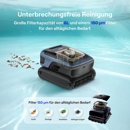Beatbot Sora 70 Poolroboter Akku 4-in-1 Boden Wand 25700 LPH 6L 10000mAh 300m² Blau 2026