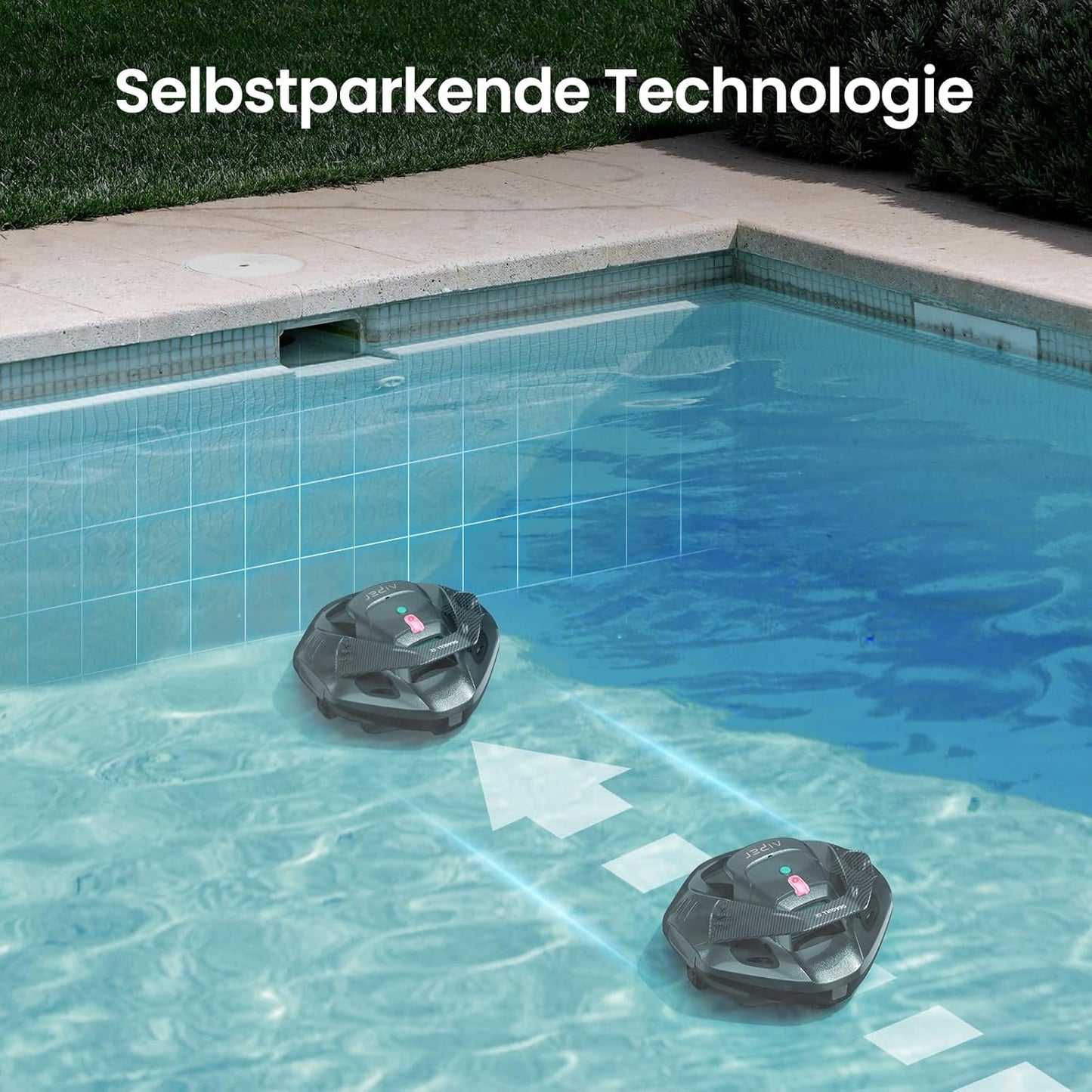 Aiper Poolroboter Kabellos Akku 90 Min Dual-Antrieb LED-Anzeige Auto-Park Flachboden Pool 80m²