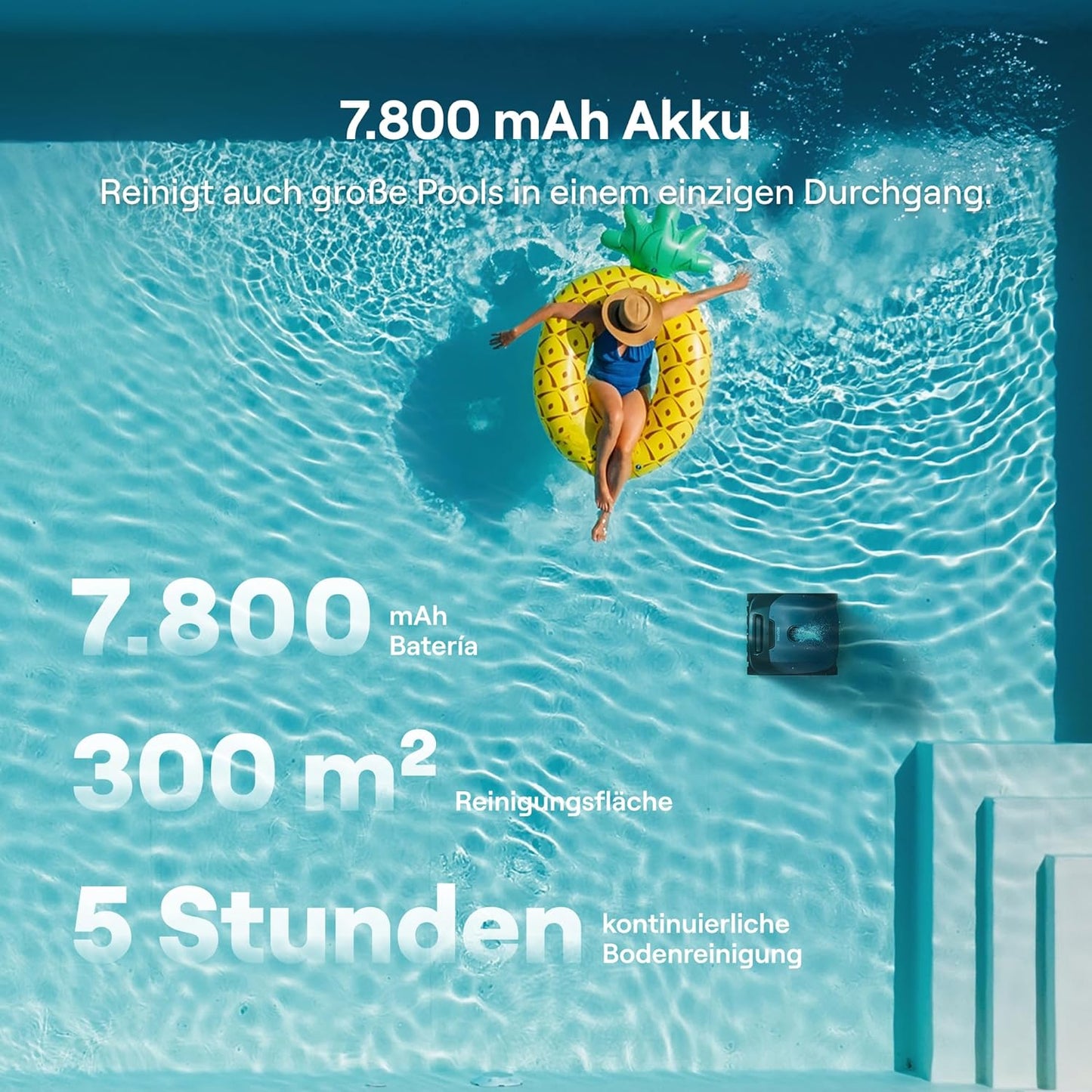 Beatbot Sora 10 Poolroboter Akku Boden Wand Wasserlinie 25700 LPH 5L Filterkorb 5 Std Tiefblau 2026