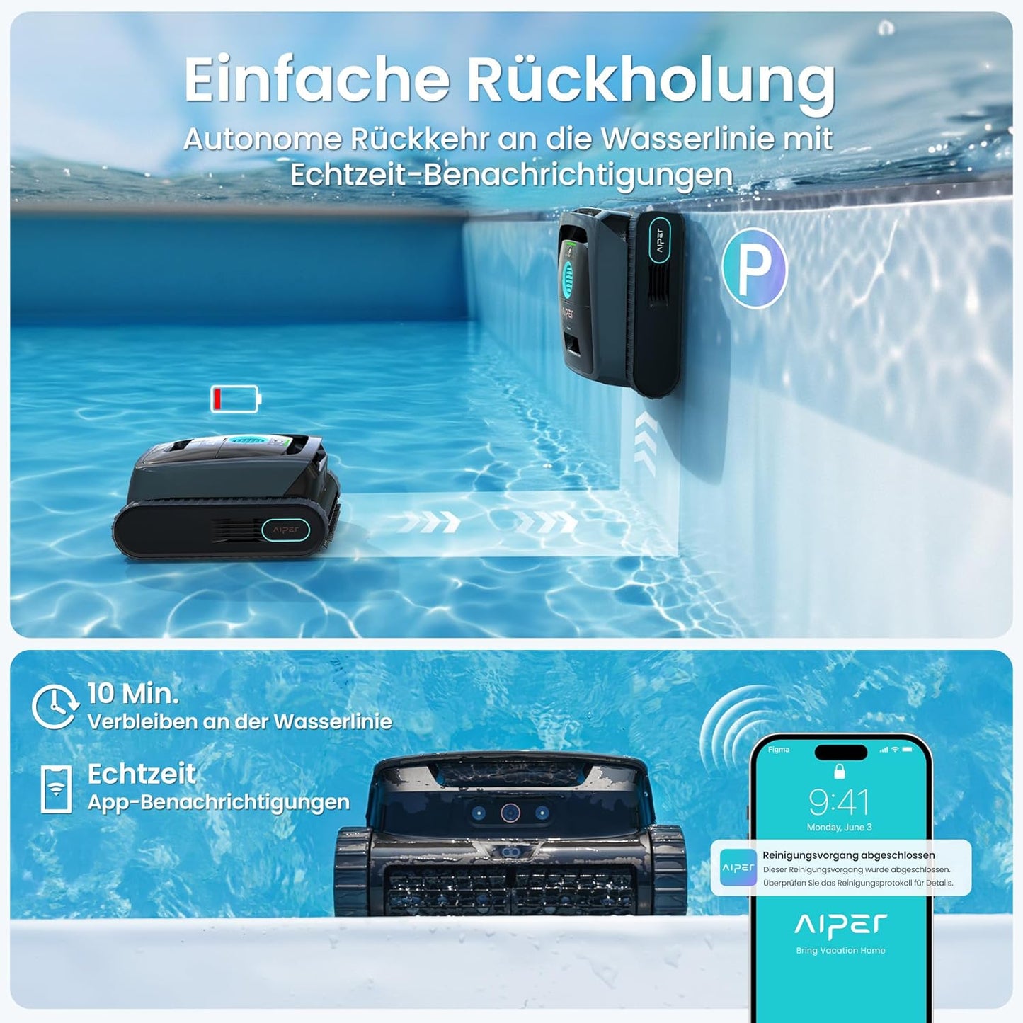 Aiper Scuba V3 Poolroboter Akku Boden Wand KI-Vision Wasserlinie 3μm Filter 200m² Leicht 2026