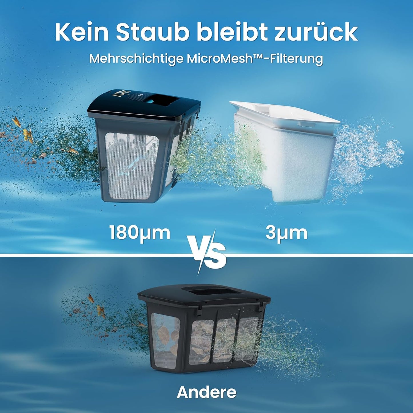 Aiper Scuba V3 Poolroboter Akku Boden Wand KI-Vision Wasserlinie 3μm Filter 200m² Leicht 2026