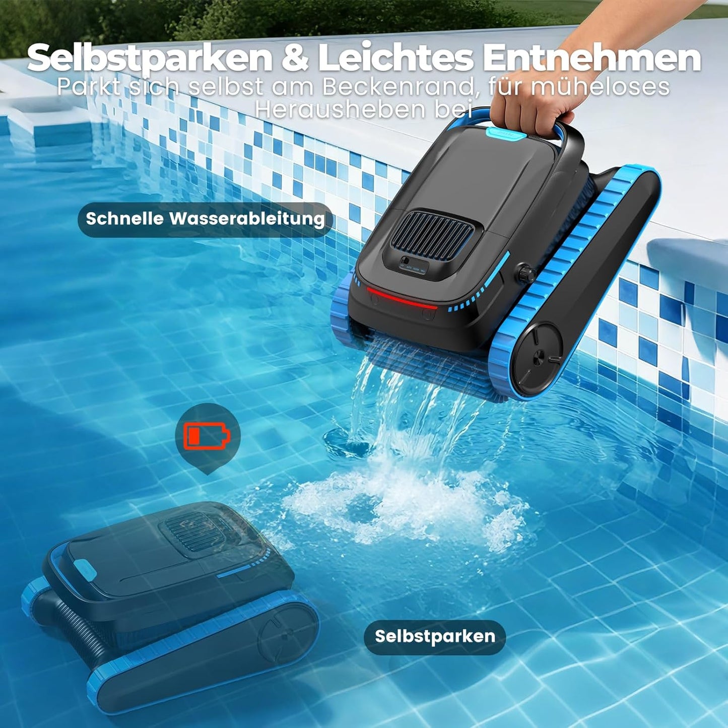 PC20 Poolroboter Akku Boden Wand Wasserlinie 18927 LPH App-Steuerung Navigation 170m² 2026