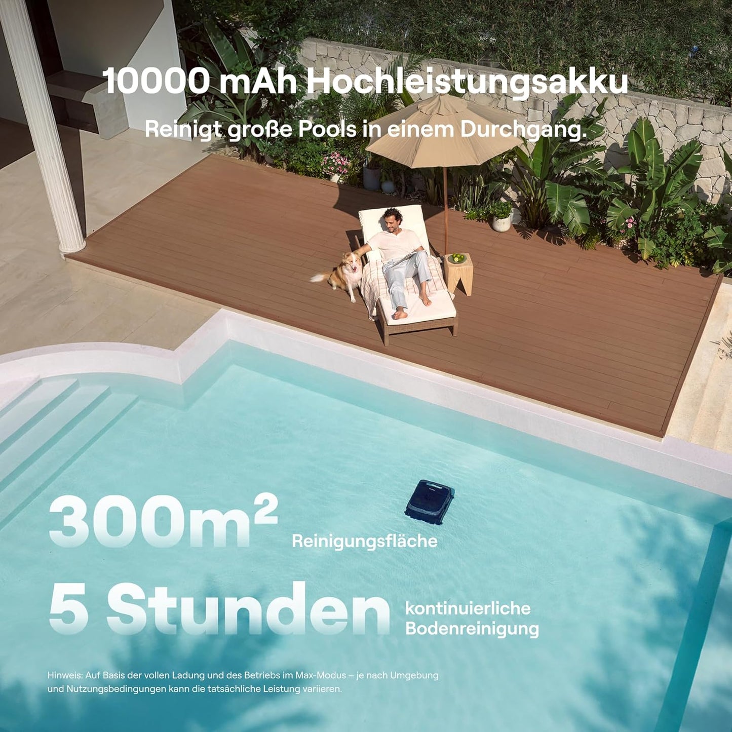 Beatbot Sora 70 Poolroboter Akku 4-in-1 Boden Wand 25700 LPH 6L 10000mAh 300m² Blau 2026