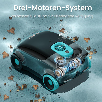 Aiper Poolroboter Kabellos 130 Min Partikelfiltration Auto-Park Oberirdische Pools 100m²