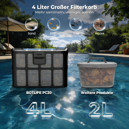 Botlife PC20 Poolroboter Akku Kabellos Boden Wand Wasserlinie 18927 LPH App-Steuerung 170m² 2026