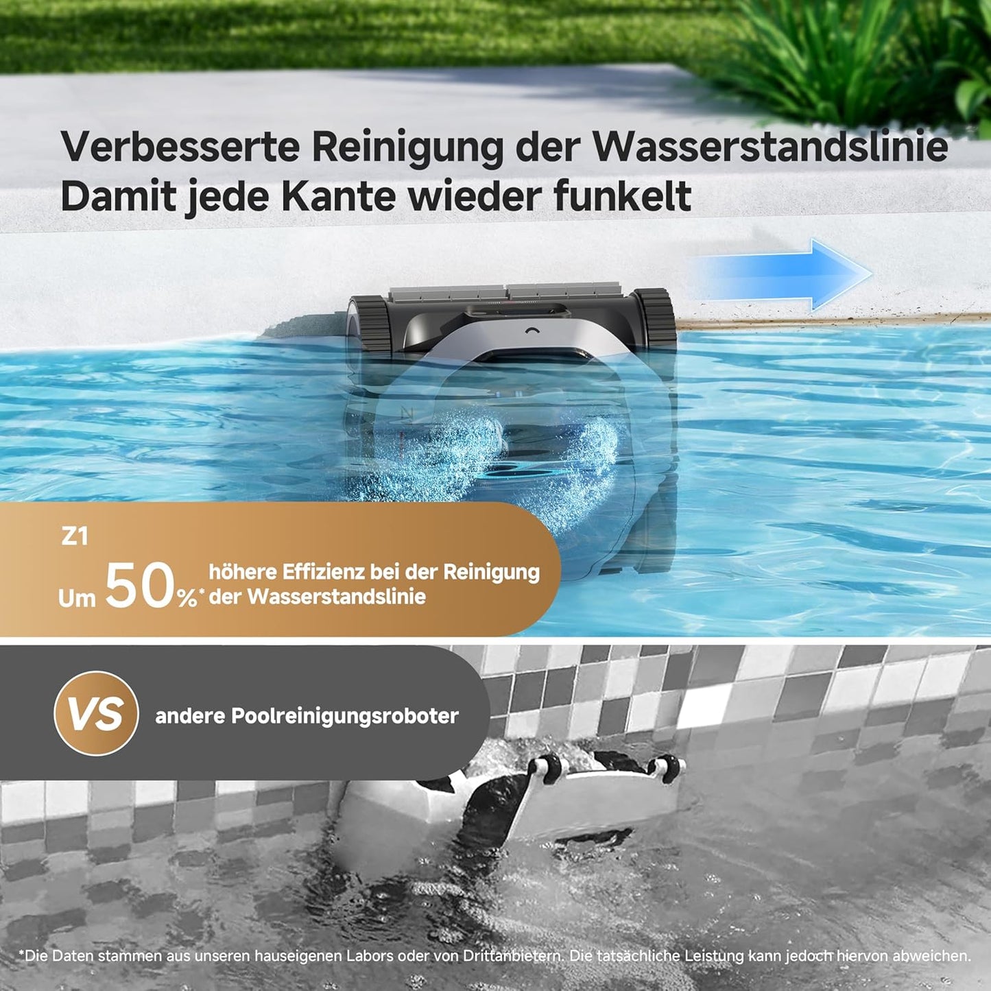 Dreame Z1 Poolroboter Boden Wand 30000 LPH 240 Min Hightech-Poolerkennung Pfadplanung 180m²