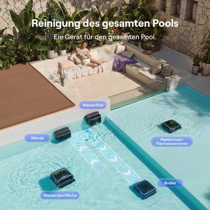 Beatbot Sora 70 Poolroboter Akku 4-in-1 Boden Wand 25700 LPH 6L 10000mAh 300m² Blau 2026
