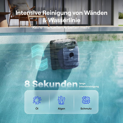 Beatbot Sora 10 Poolroboter Akku Boden Wand Wasserlinie 25700 LPH 5L Filterkorb 5 Std Tiefblau 2026