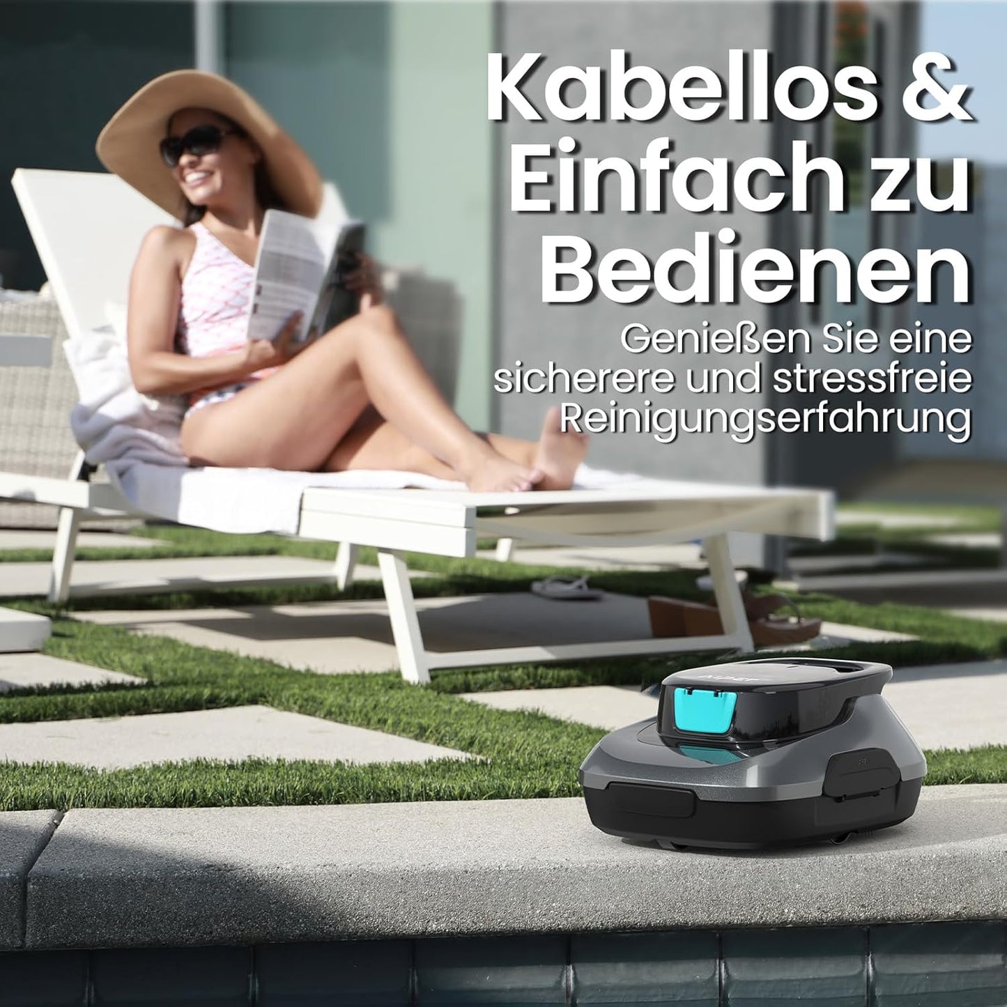 Aiper Scuba SE Poolroboter Akku Kabellos 90 Min Selbsteinparkfunktion Flachboden Leicht