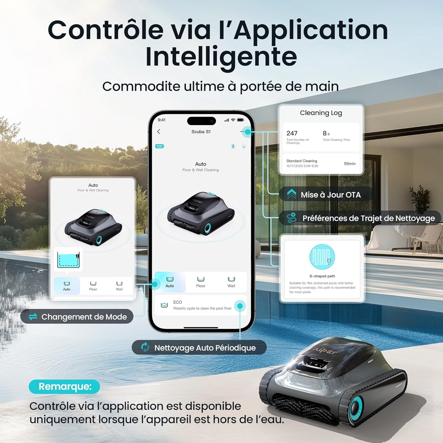 Aiper Scuba S1 Poolroboter 270 Min Wasserlinienreinigung App OTA 11 Sensoren Smarte Navigation 2026