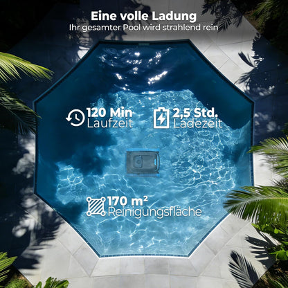 Botlife PC20 Poolroboter Akku Kabellos Boden Wand Wasserlinie 18927 LPH App-Steuerung 170m² 2026