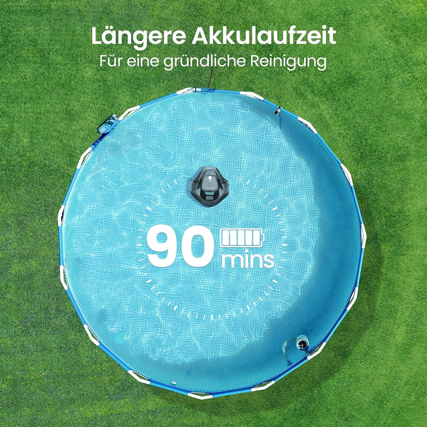 Aiper Poolroboter Kabellos Akku 90 Min Dual-Antrieb LED-Anzeige Auto-Park Flachboden Pool 80m²